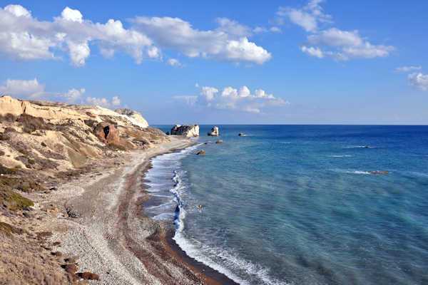 Aphrodite's Rock with the beach at Petra tou Romiou